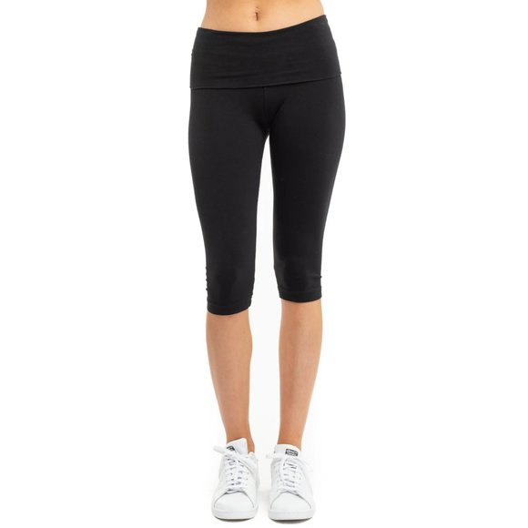 HARD TAIL FOREVER Roll Down Knee Leggings in Black - Picture 1 of 8